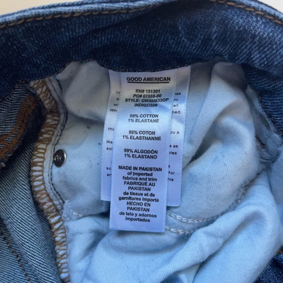 Good American Dark Wash High Rise Frayed Hem Ankle Skinny Jeans 31 15 Women’s - Picture 13 of 15